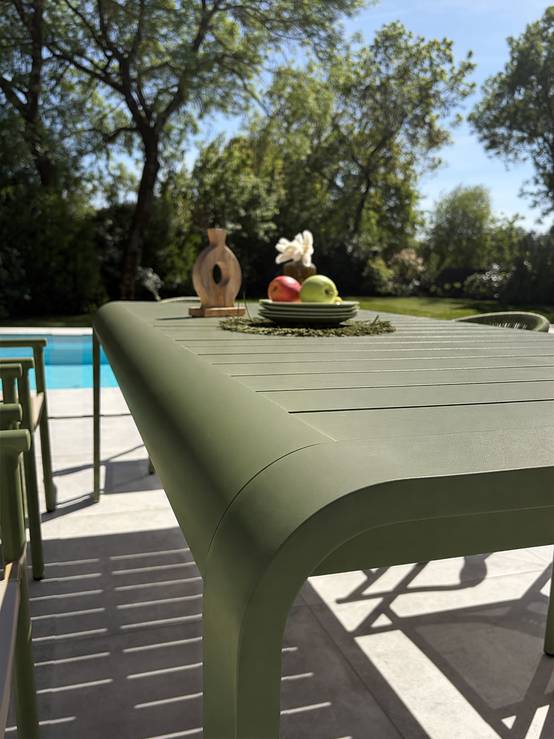 Dcb Garden - Ensemble repas de jardin en aluminium 8 places - Vert olive - HANOI - Image 5