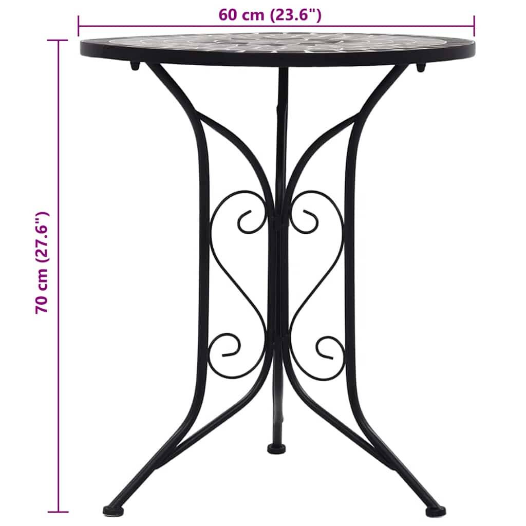 Maison Chic - Table de jardin | Table de bistro mosaïque Gris 60 cm Céramique - Image 7