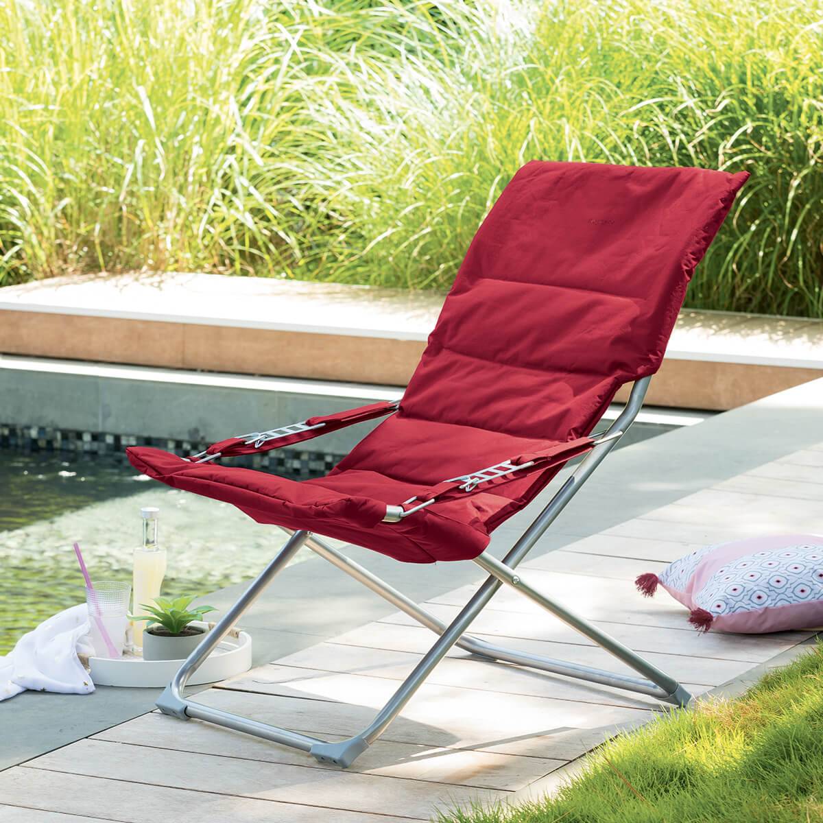 Hesperide - Fauteuil relax de jardin "Milos" grenade en acier traité époxy Hespéride - Imagen 1