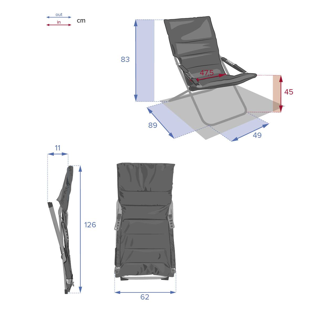Hesperide - Fauteuil relax de jardin "Milos" grenade en acier traité époxy Hespéride - Imagen 8