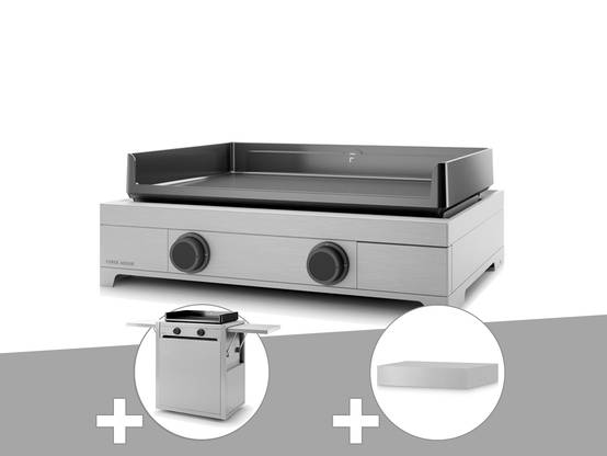 Forge Adour - Plancha gaz Modern 60 inox avec chariot et couvercle - Forge Adour