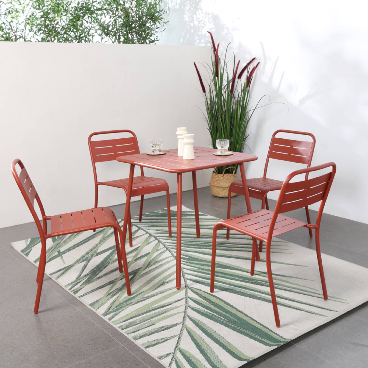 Lot de 4 chaises salon de jardin repas terracotta BERGAME - Image 4