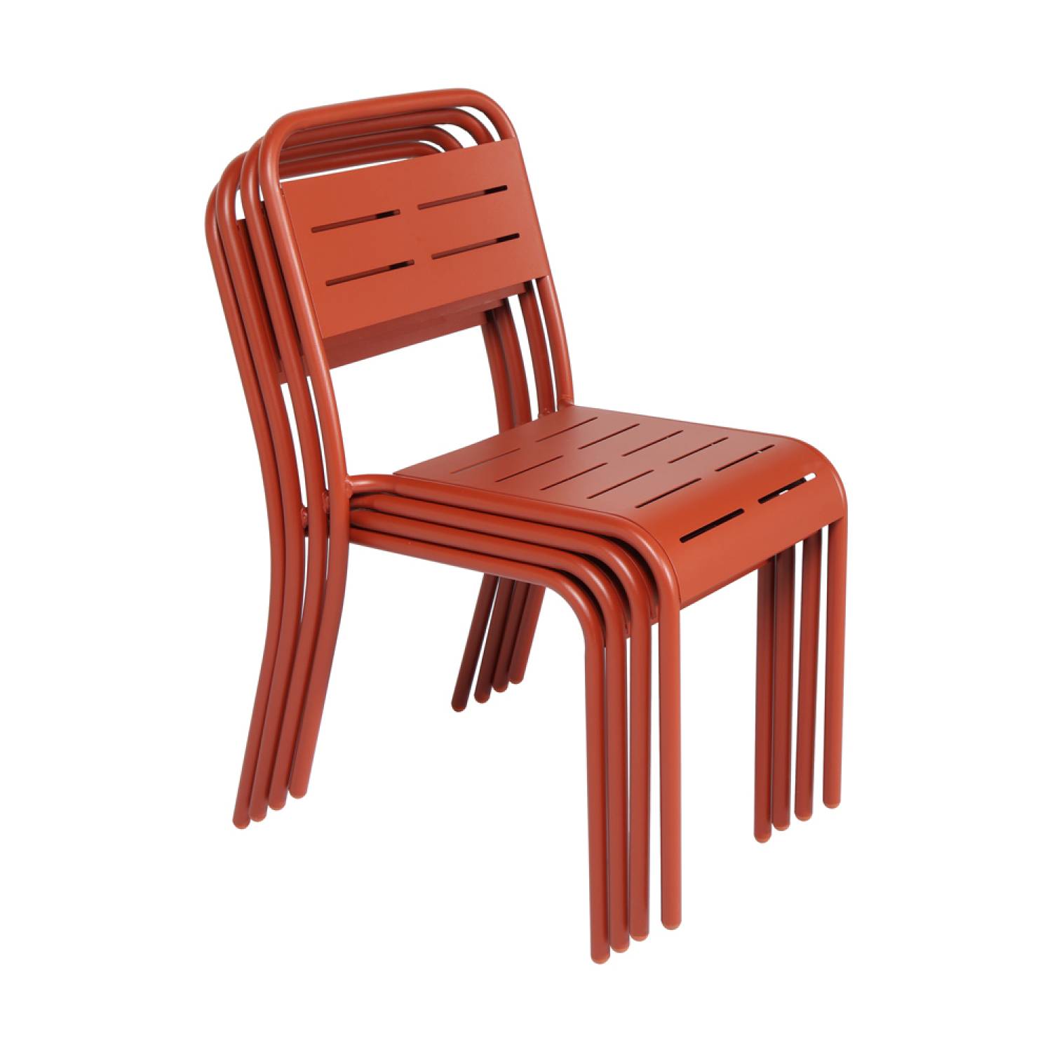 Lot de 4 chaises salon de jardin repas terracotta BERGAME - Image 6