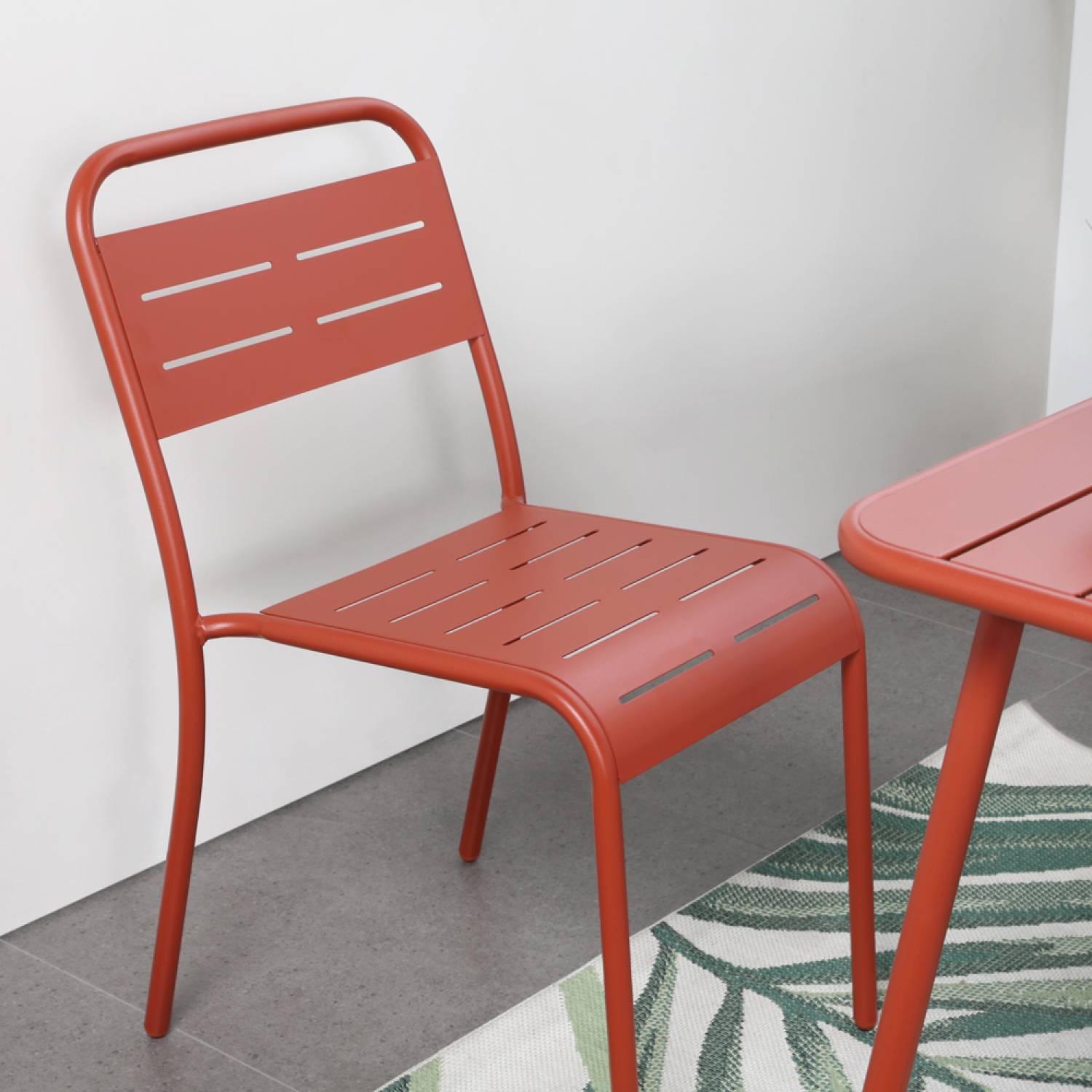 Lot de 4 chaises salon de jardin repas terracotta BERGAME - Image 3