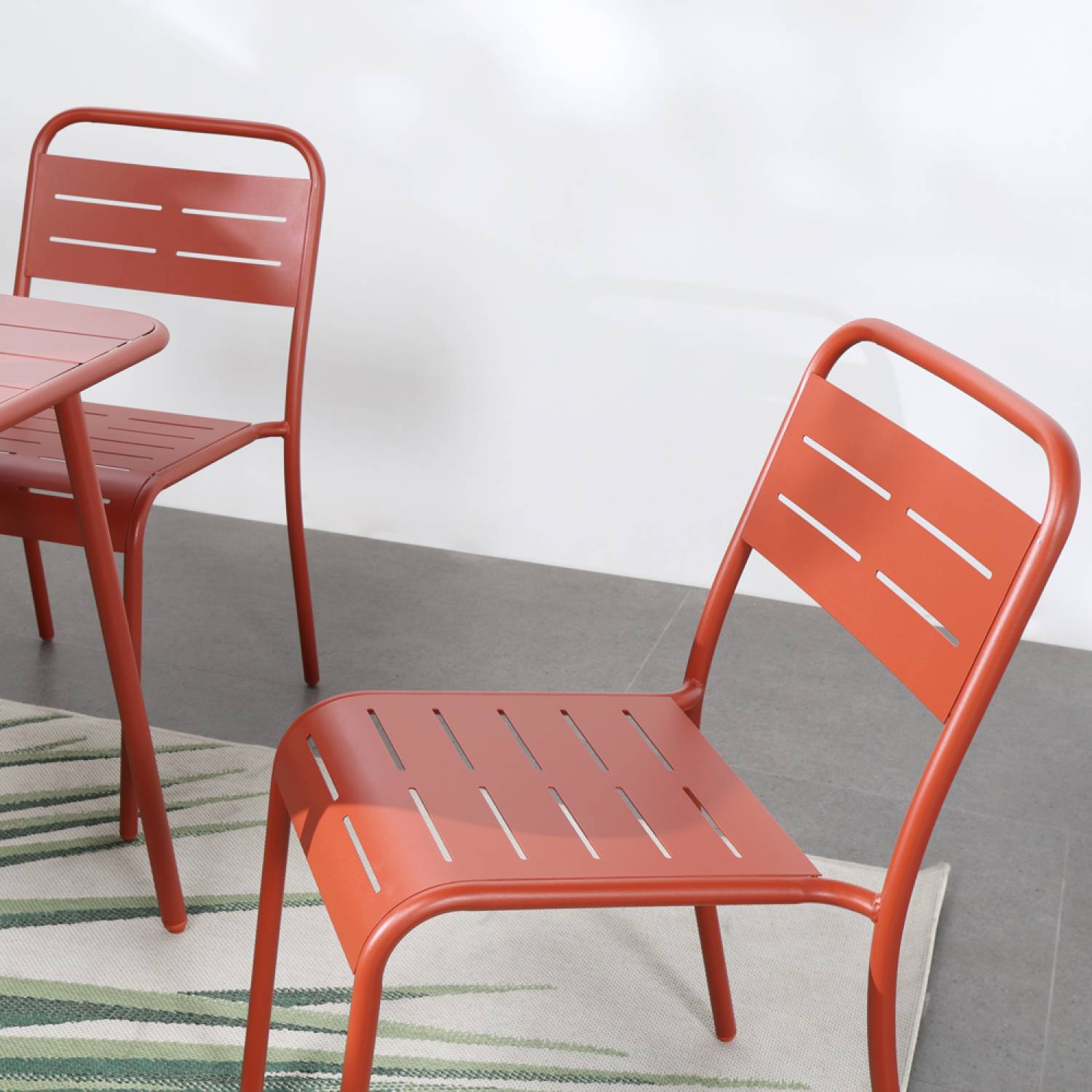 Lot de 4 chaises salon de jardin repas terracotta BERGAME - Image 2