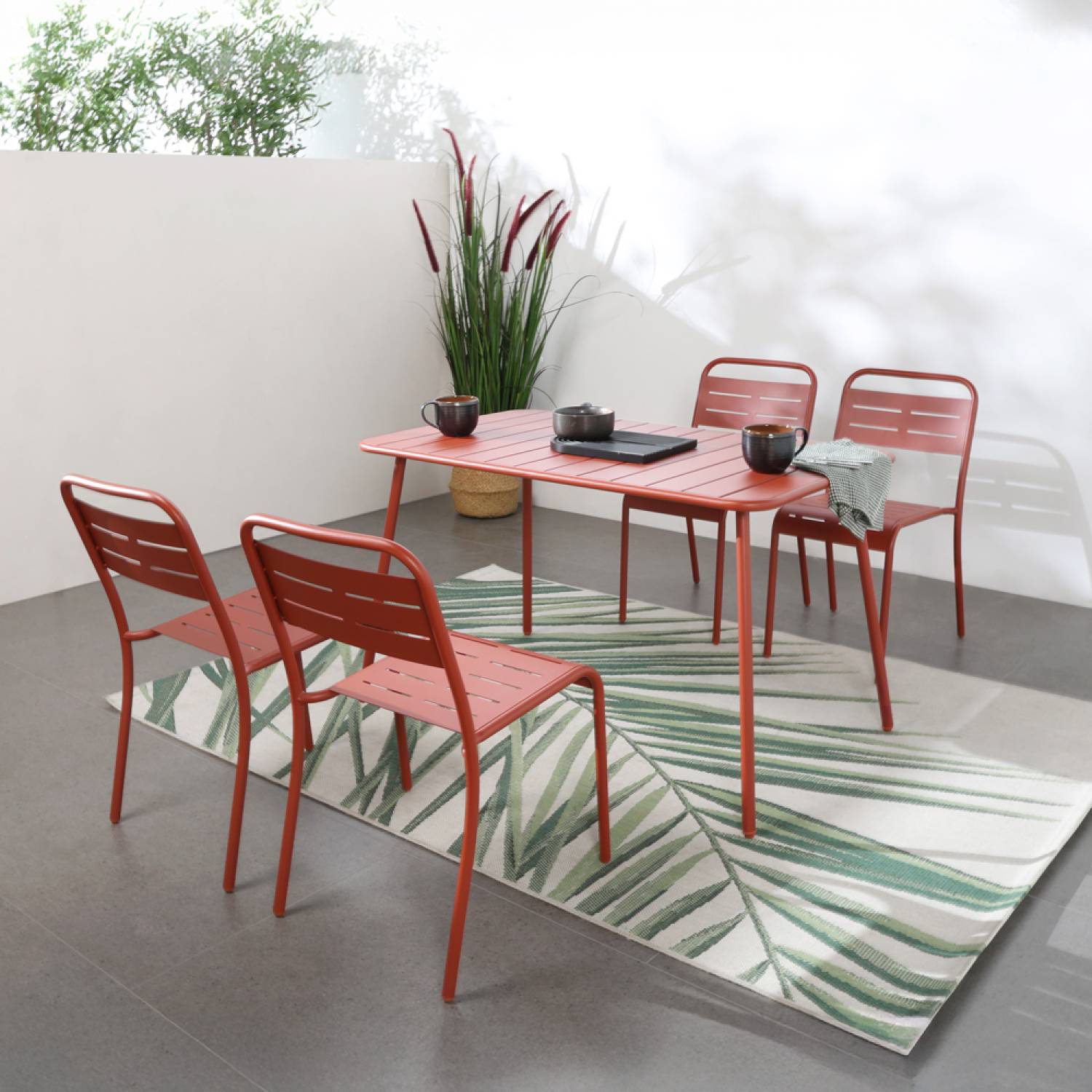 Lot de 4 chaises salon de jardin repas terracotta BERGAME - Image 5