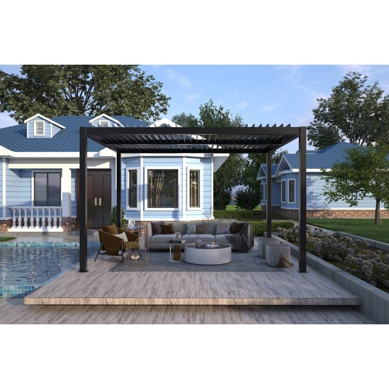 Pergola bioclimatique motorisée 12 m² aluminium anthracite télécommande X-Metal - Image 3