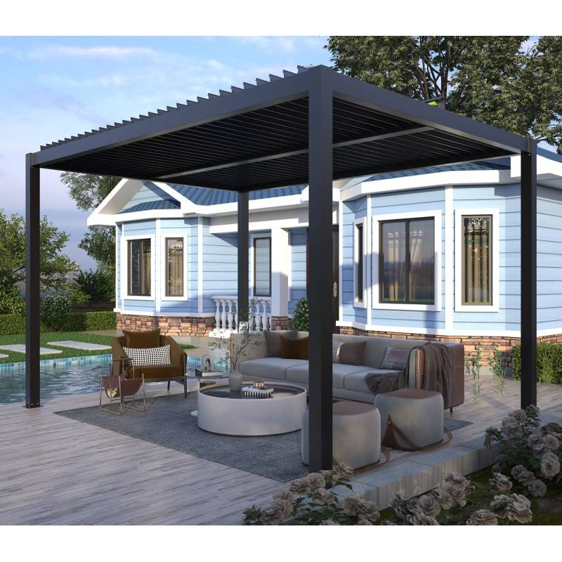 Pergola bioclimatique motorisée 12 m² aluminium anthracite télécommande X-Metal - Image 2