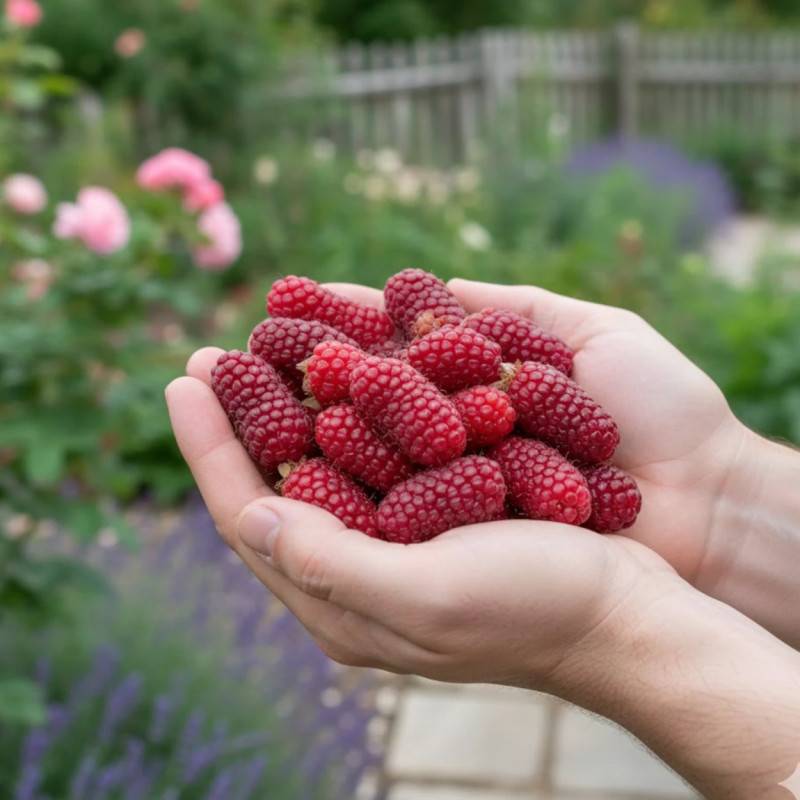 Mûre-framboise, Tayberry à fleurs Rose - feuillage Caduc - Godet - 5/10 cm-  hauteur à maturité De 2,50 m à 3,00 m - Imagen 2