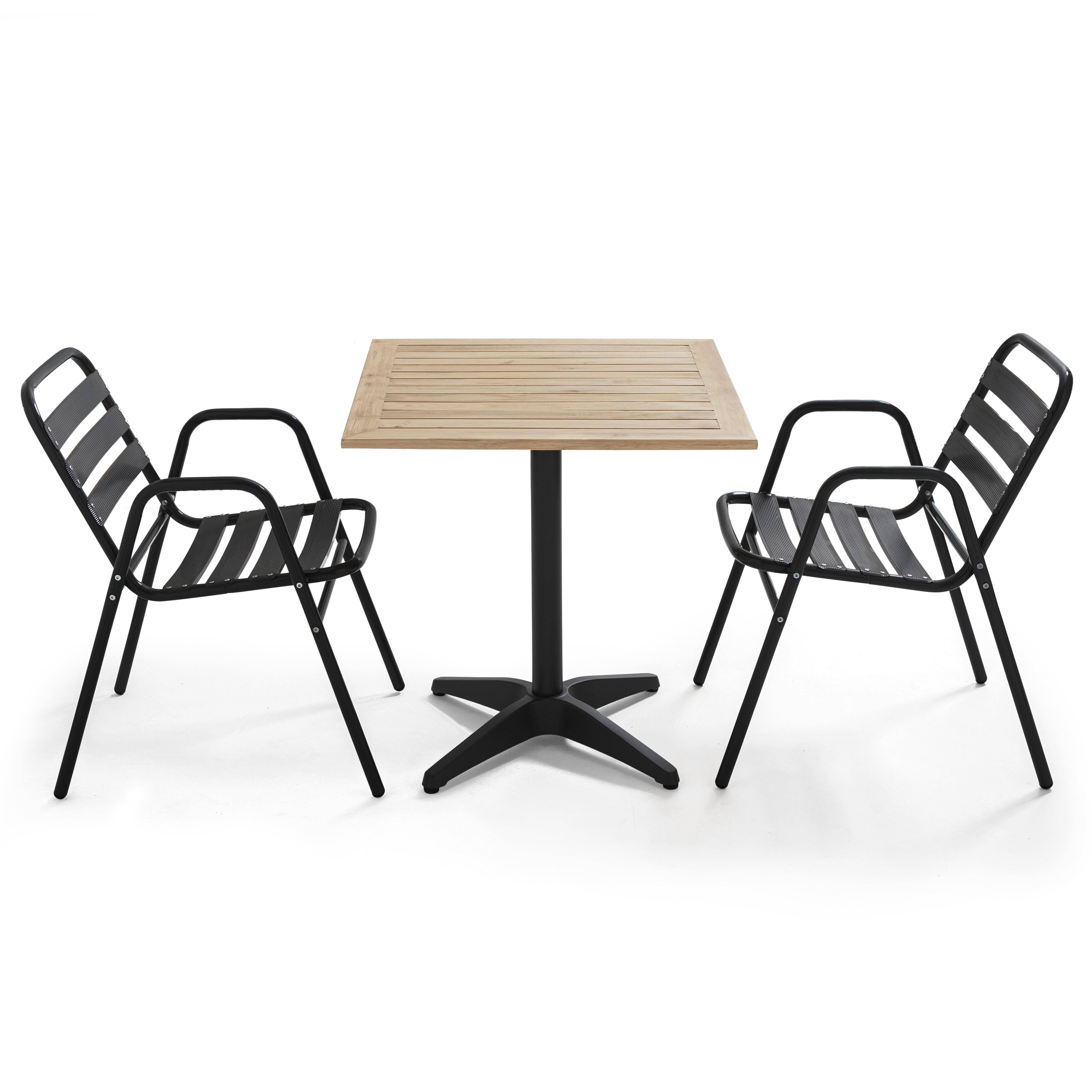 Oviala - Ensemble table de jardin en bois et 2 fauteuils en aluminium gris
Times square - Oviala - Imagen 1