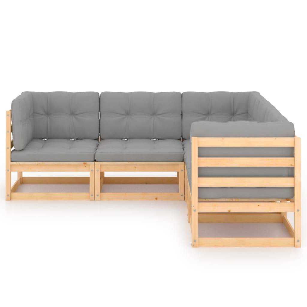 Helloshop26 - Salon de jardin meuble d'extérieur ensemble de mobilier 5 pièces avec coussins bois de pin massif - Imagen 2