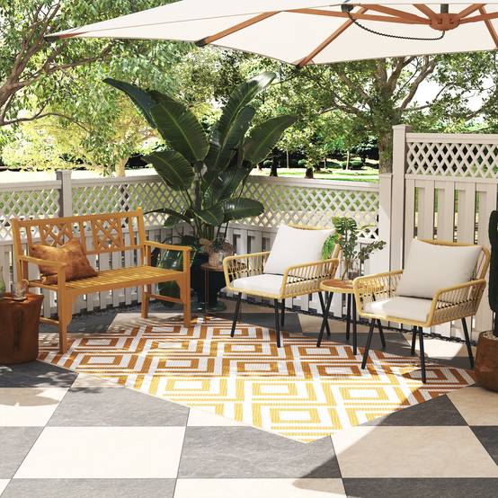 ComfortXL - Tapis extérieur polypropylène terrasse pique-nique réversible rouge et blanc 182x274 - ComfortXL Outdoor Living - Image 10