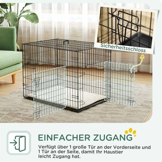 Cage pour Chiens Pliable avec 2 Portes et Coussin Noir 75 x 48.5 x 53 cm - PANGIVO - Image 5