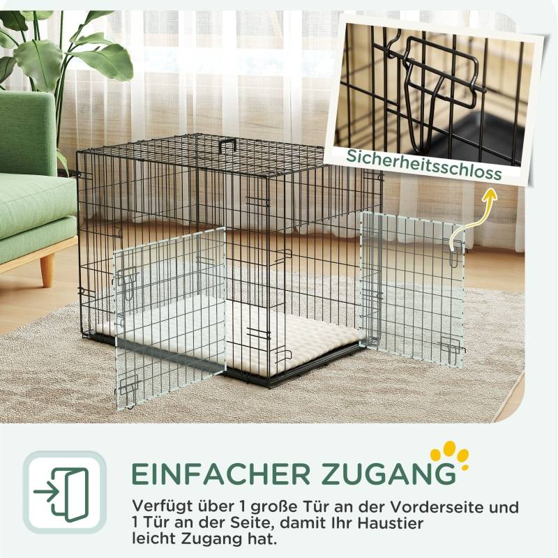 Cage pour Chiens Pliable avec 2 Portes et Coussin Noir 75 x 48.5 x 53 cm - PANGIVO - Image 5