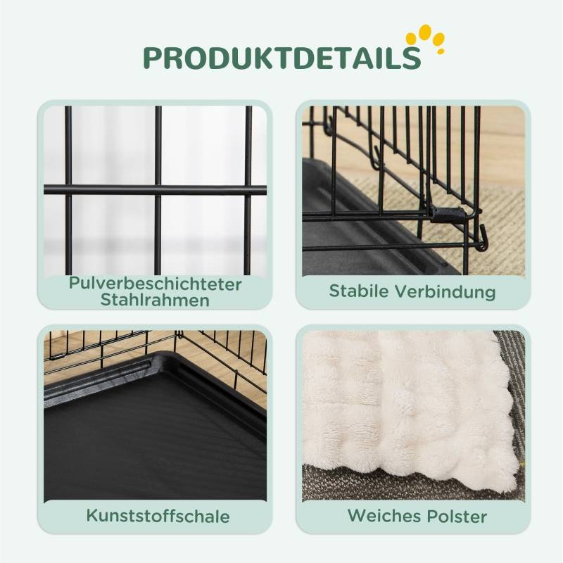 Cage pour Chiens Pliable avec 2 Portes et Coussin Noir 75 x 48.5 x 53 cm - PANGIVO - Image 4