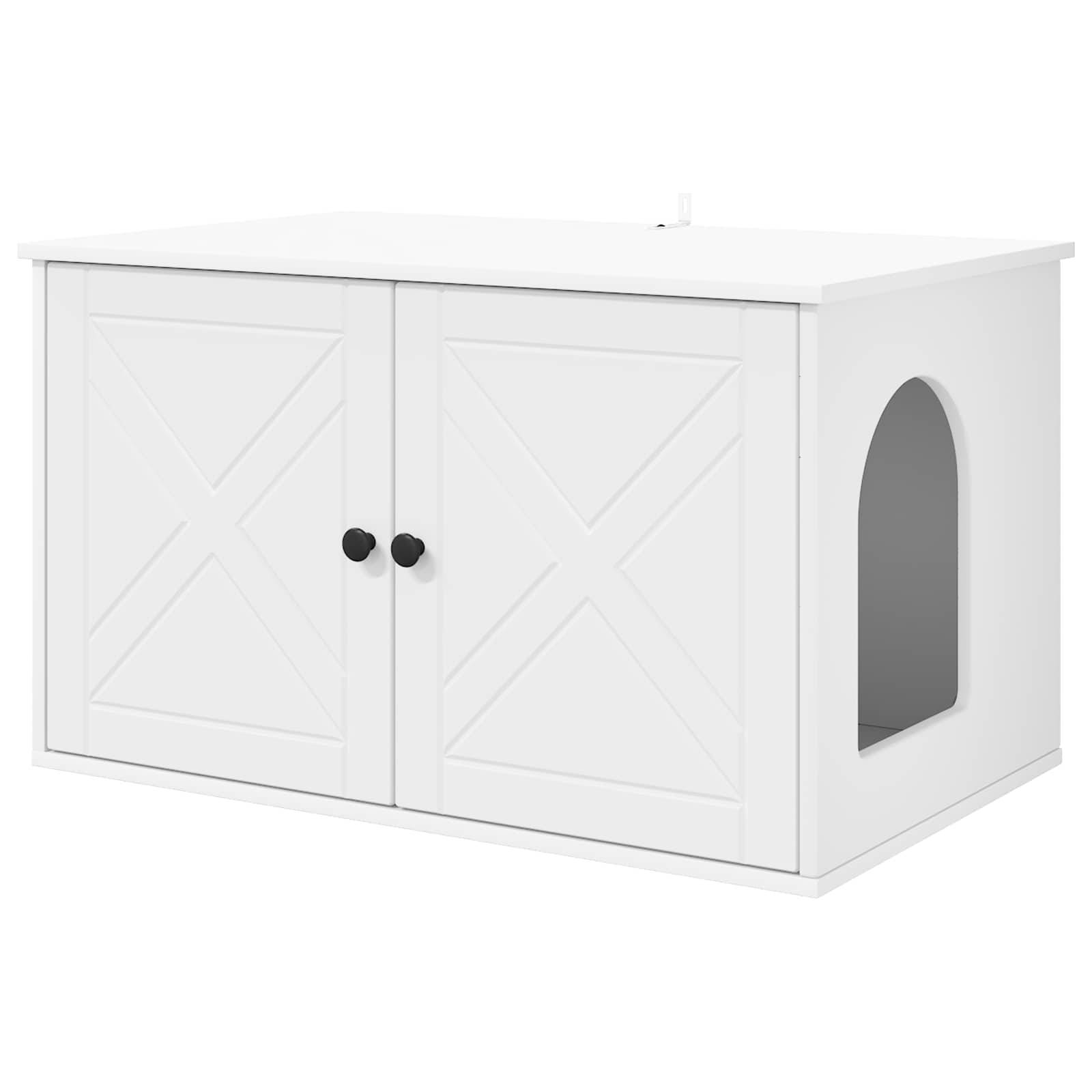 Maison pour chat bois d'ingénierie blanc 85 x 55 x 50.5 cm, Poids:25.11kg - PANGIVO - Image 2