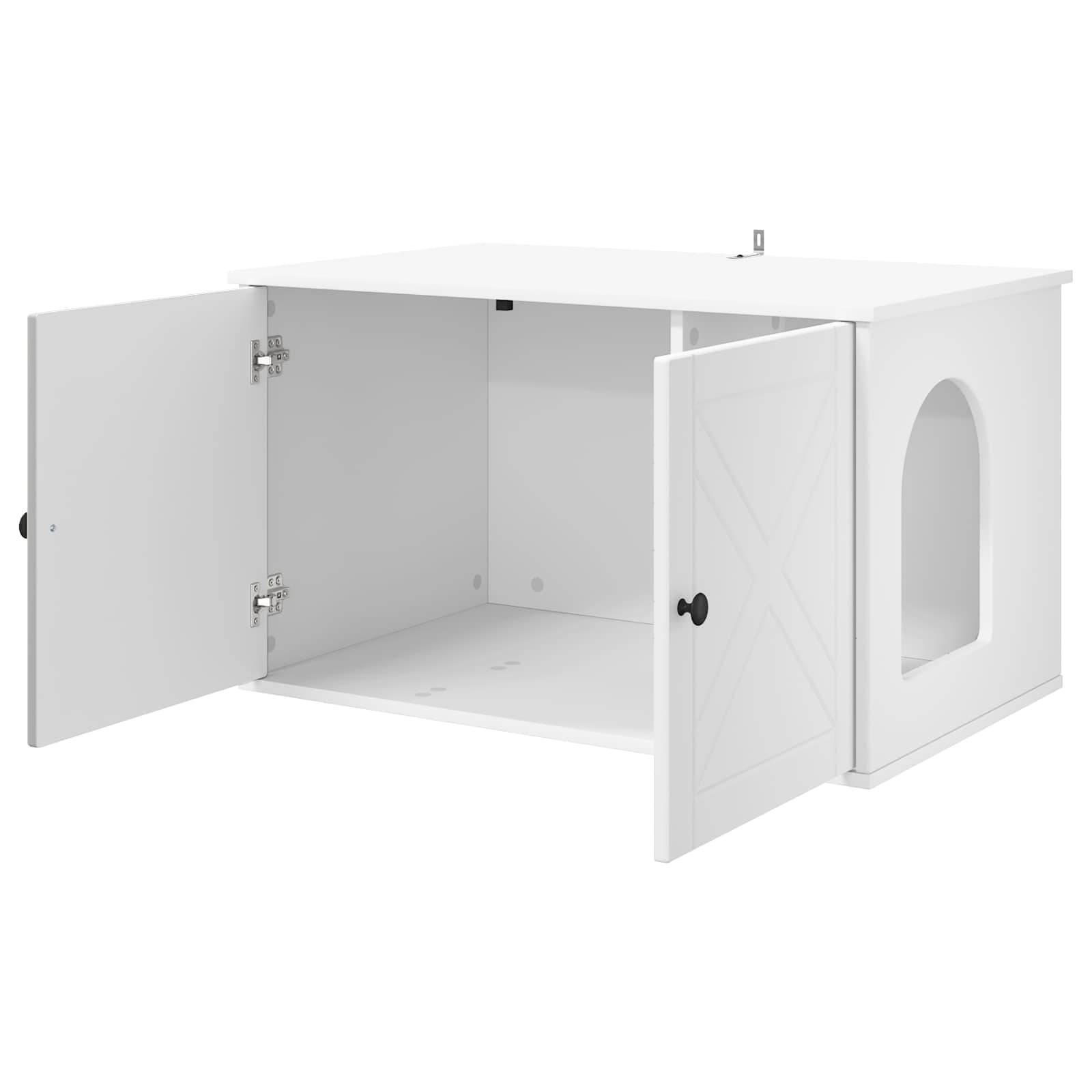 Maison pour chat bois d'ingénierie blanc 85 x 55 x 50.5 cm, Poids:25.11kg - PANGIVO - Image 5