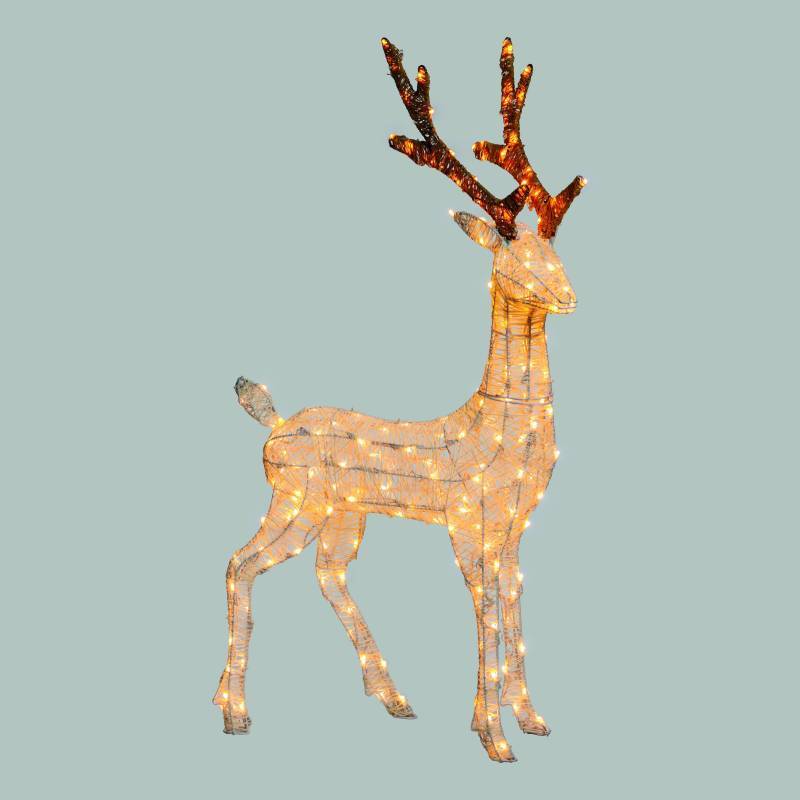 Lotti - Renne lumineux 3D H105cm 200 LED ambré fixe fil tressé crème et marron Smart Connect 31V professionnel Lotti - Imagen 1