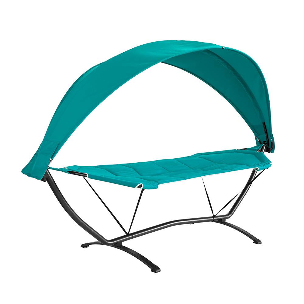 Hamac de Jardin avec Support et Pare-Soleil Vert L.273 x l.181 x H.115 cm SoBuy - Imagen 1