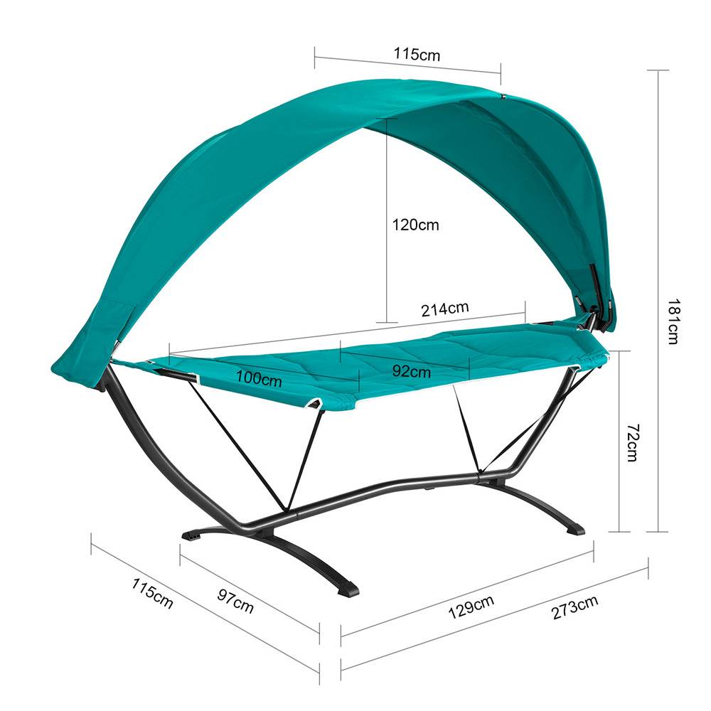 Hamac de Jardin avec Support et Pare-Soleil Vert L.273 x l.181 x H.115 cm SoBuy - Imagen 3