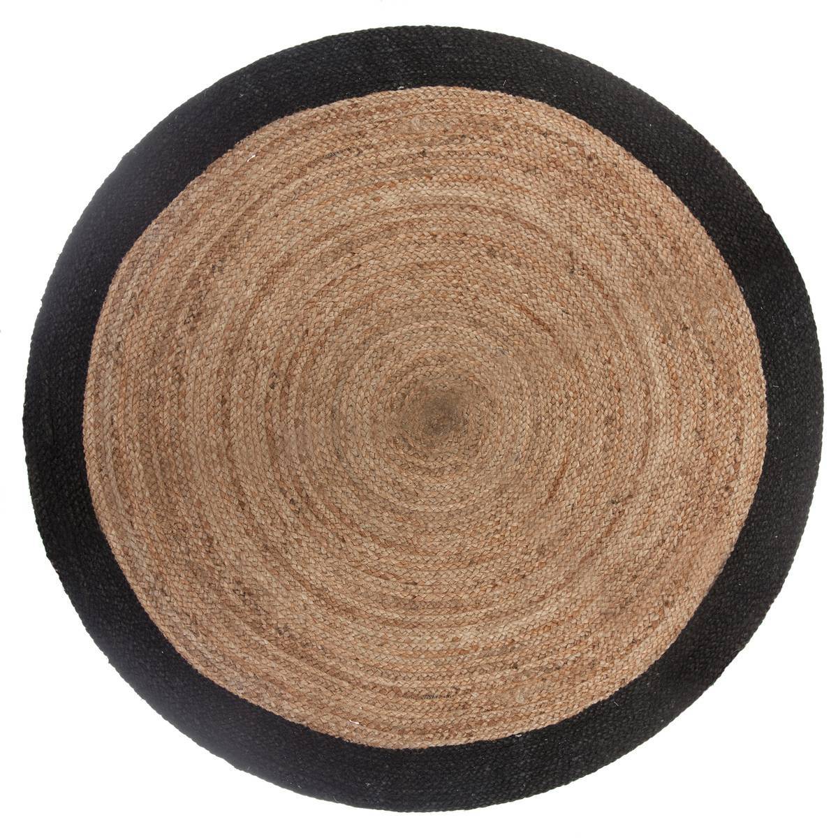 Atmosphera - Tapis en jute bord noir noir D120cm - Atmosphera Créateur d'intérieur - Imagen 2