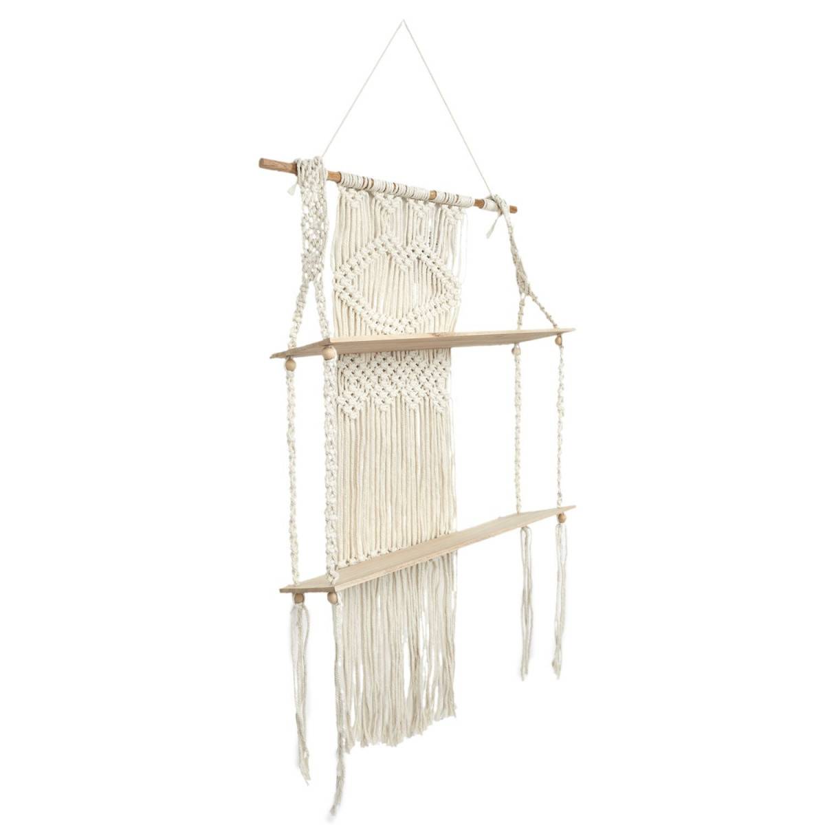 The Home Deco Factory - Étagère Déco 2 Niveaux "Boho" 85cm Beige - Image 2