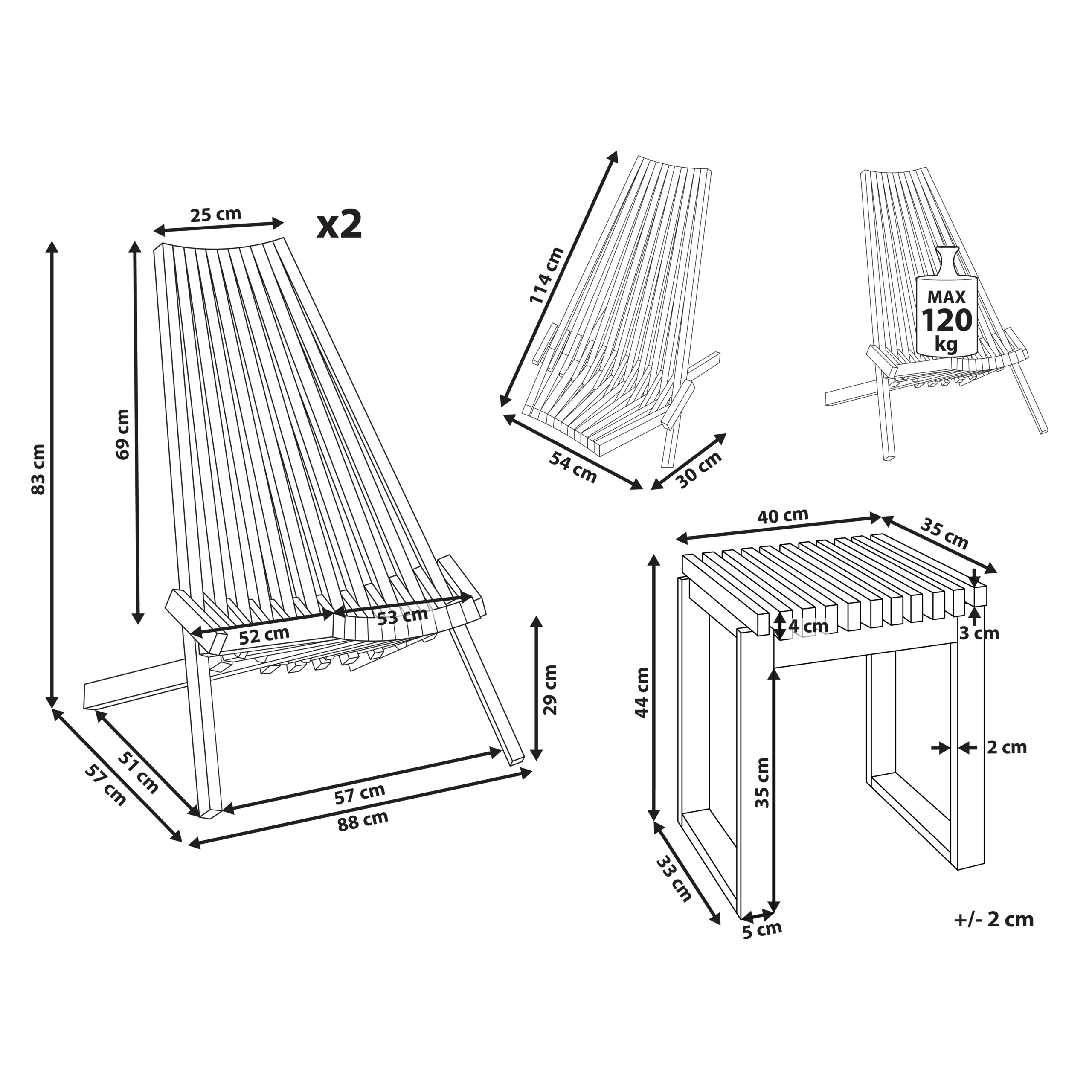 Beliani - Set de bistrot, 2 Personnes Acacia Marron BELLANO - 88x52x83- Beliani - Imagen 3