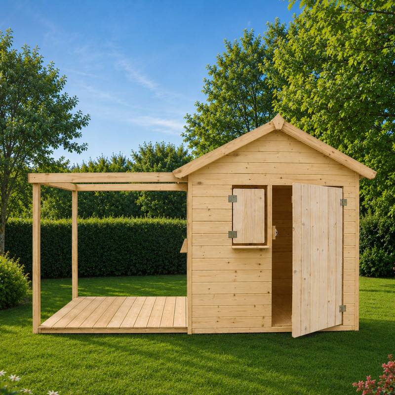 Soulet - Cabane bois enfant avec pergola et comptoir EPICERIE - Imagen 2