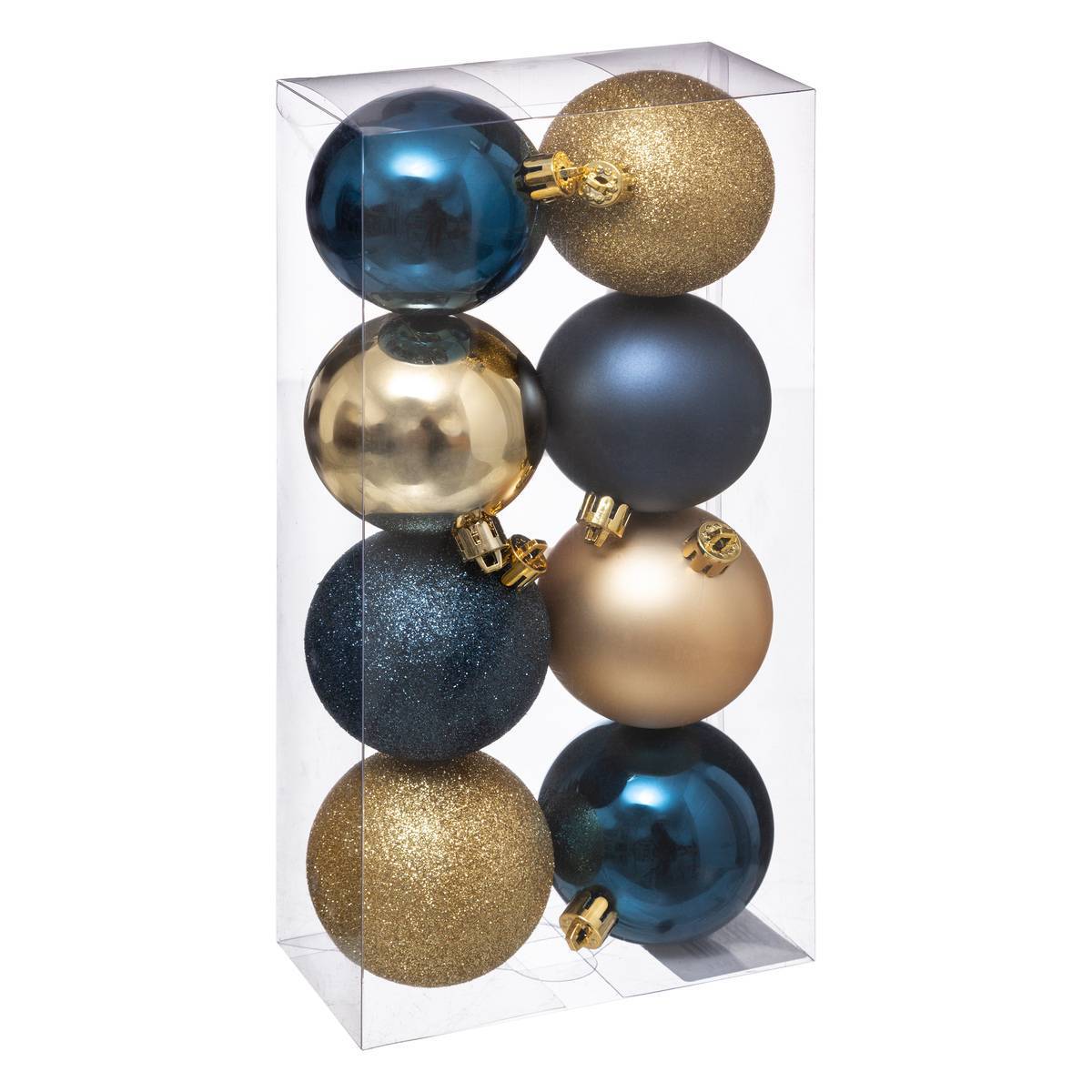 Fééric Lights & Christmas - Boules de Noël "Colorama de Noël" bleu or lot de 8 D7cm - Atmosphera Créateur d'intérieur
