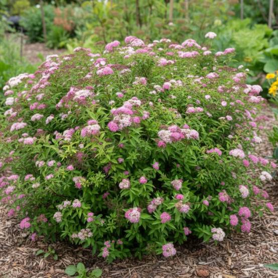 Spirée du Japon Shirobana, Spiraea à fleurs Rose - feuillage Caduc - Pot de 7,5L - 40/60 cm- hauteur à maturité De 0,50 m à 1,00 m - Image 2