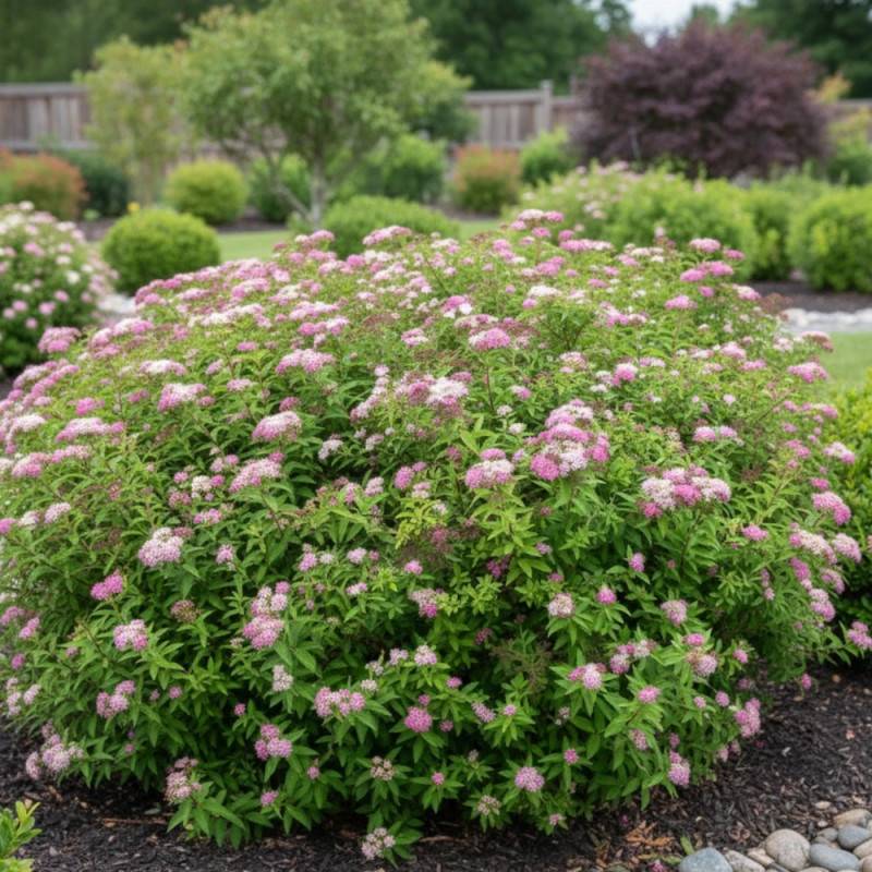 Spirée du Japon Shirobana, Spiraea à fleurs Rose - feuillage Caduc - Pot de 7,5L - 40/60 cm-  hauteur à maturité De 0,50 m à 1,00 m - Image 6