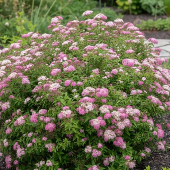 Spirée du Japon Shirobana, Spiraea à fleurs Rose - feuillage Caduc - Pot de 7,5L - 40/60 cm- hauteur à maturité De 0,50 m à 1,00 m - Image 7