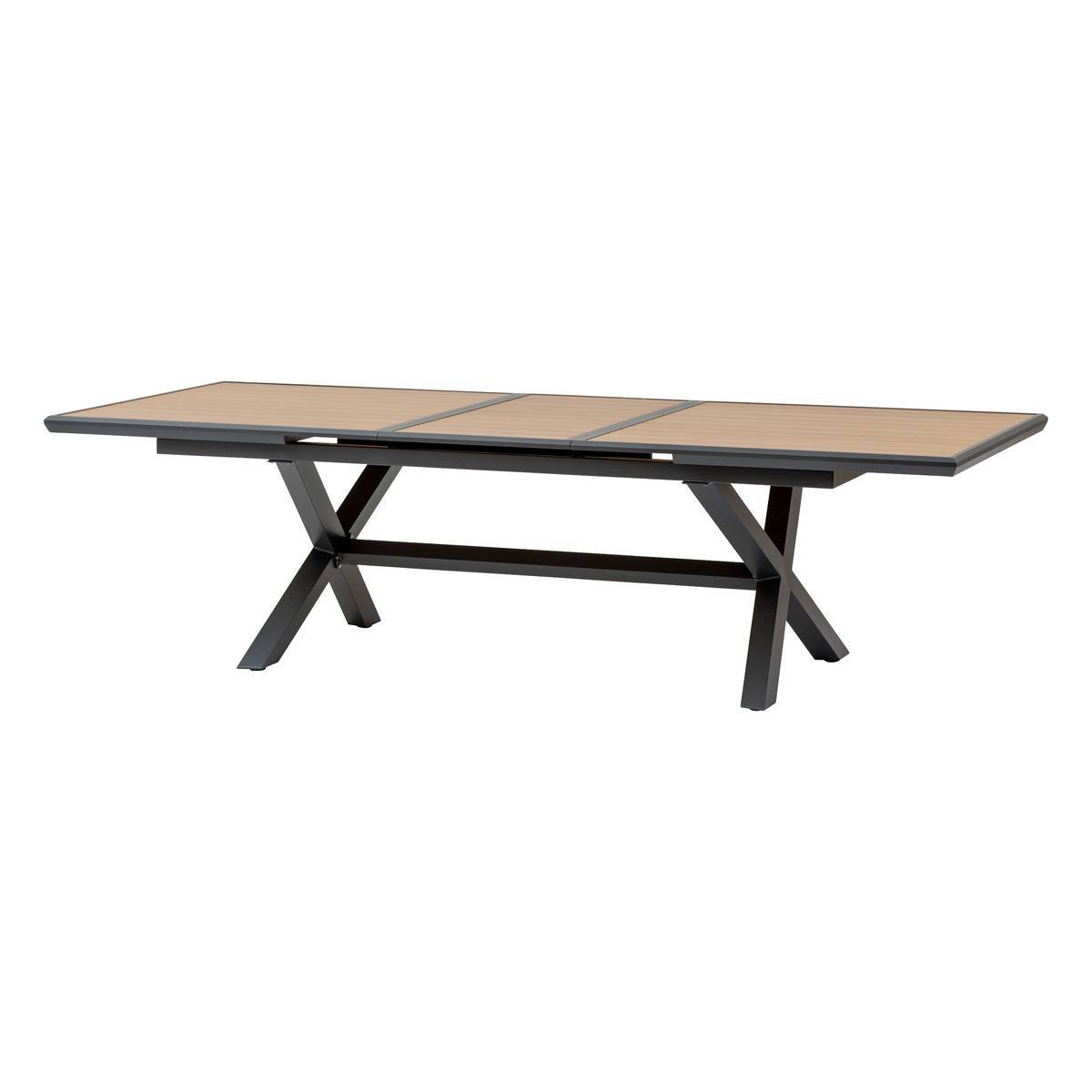 Hesperide - Table de jardin extensible "Axiome" effet bois honey & graphite 10 places en aluminium - Hespéride - Image 2
