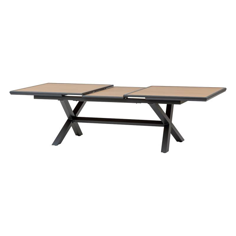 Hesperide - Table de jardin extensible "Axiome" effet bois honey & graphite 10 places en aluminium - Hespéride - Image 6