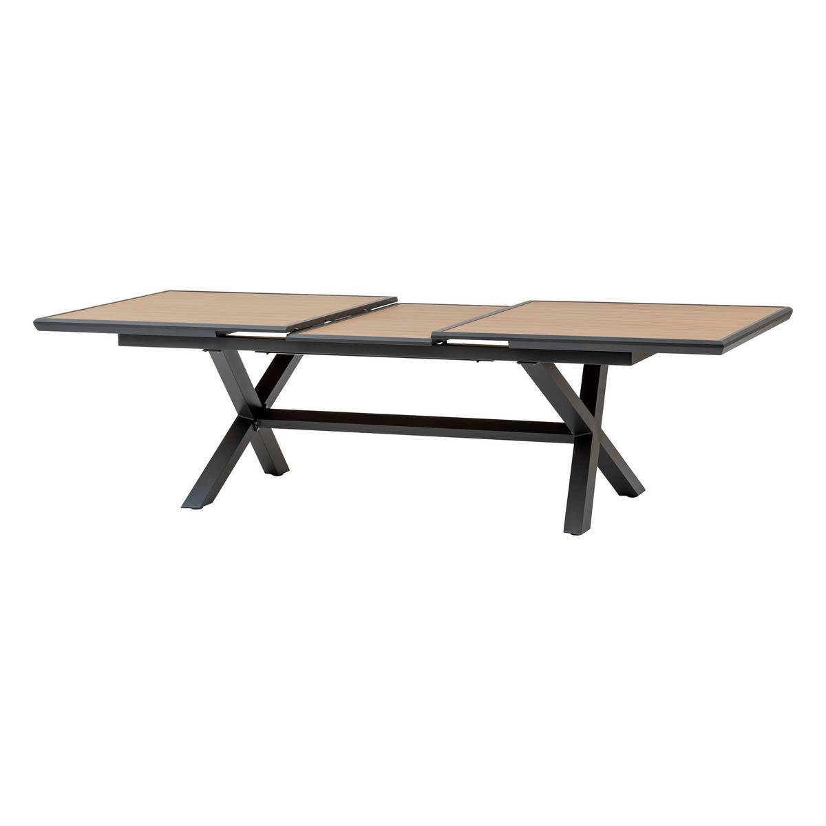 Hesperide - Table de jardin extensible "Axiome" effet bois honey & graphite 10 places en aluminium - Hespéride - Image 5