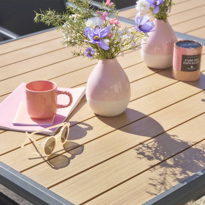 Hesperide - Table de jardin extensible "Axiome" effet bois honey & graphite 10 places en aluminium - Hespéride - Image 9
