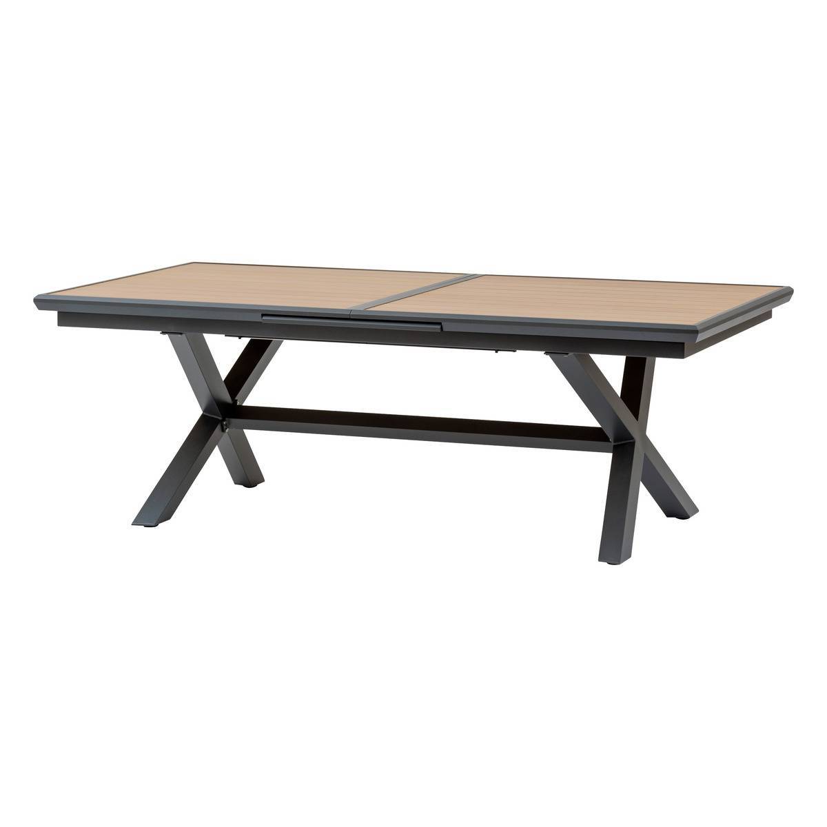 Hesperide - Table de jardin extensible "Axiome" effet bois honey & graphite 10 places en aluminium - Hespéride - Image 3