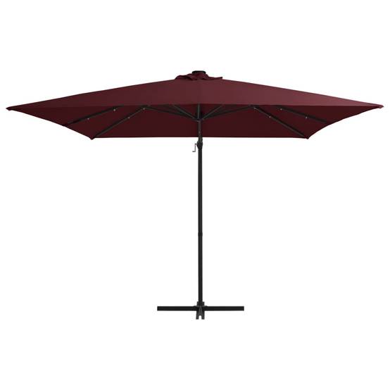 Helloshop26 - Parasol mobilier de jardin déporté avec lumières led 250 x 250 cm rouge bordeaux - Imagen 3