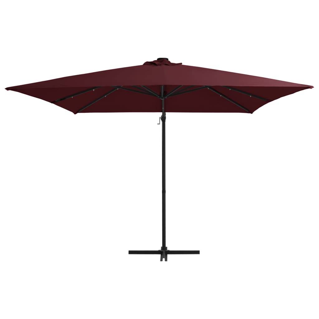 Helloshop26 - Parasol mobilier de jardin déporté avec lumières led 250 x 250 cm rouge bordeaux - Imagen 3