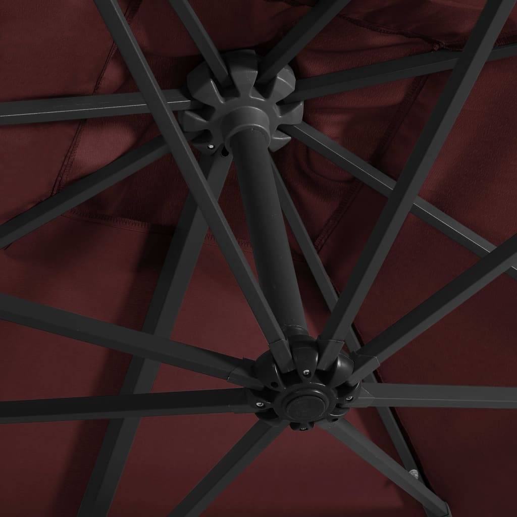 Helloshop26 - Parasol mobilier de jardin déporté avec lumières led 250 x 250 cm rouge bordeaux - Imagen 6