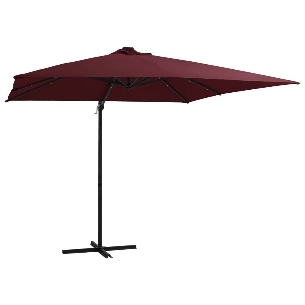 Helloshop26 - Parasol mobilier de jardin déporté avec lumières led 250 x 250 cm rouge bordeaux - Imagen 2