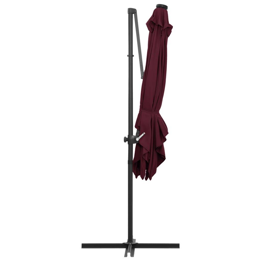 Helloshop26 - Parasol mobilier de jardin déporté avec lumières led 250 x 250 cm rouge bordeaux - Imagen 5