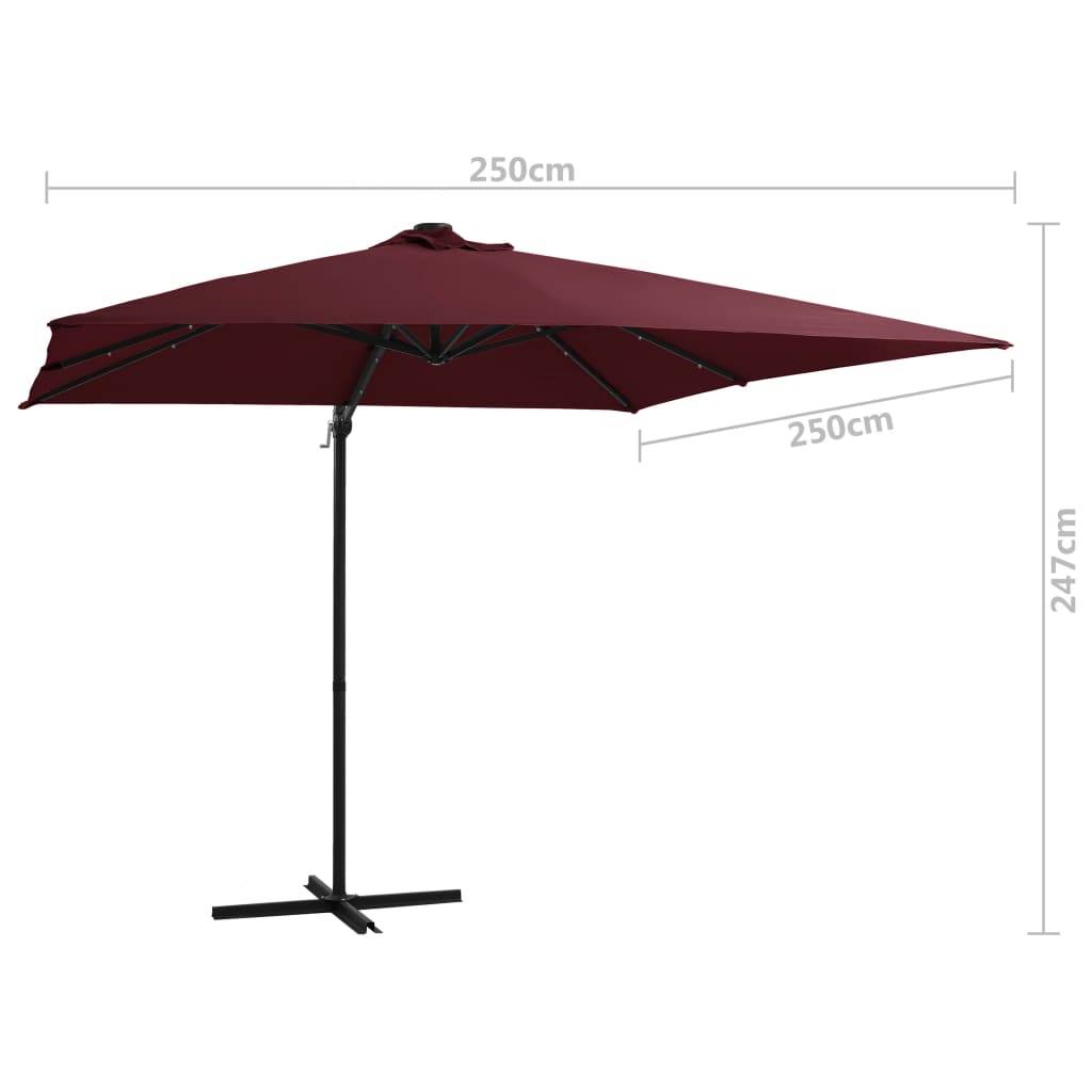 Helloshop26 - Parasol mobilier de jardin déporté avec lumières led 250 x 250 cm rouge bordeaux - Imagen 8