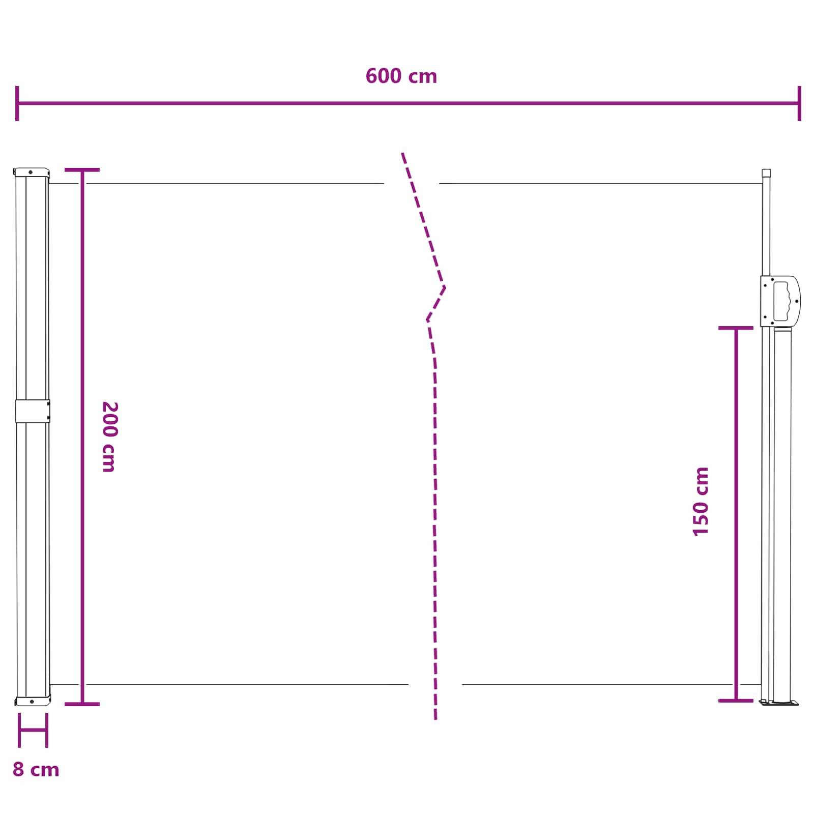Store latéral rétractable polyester gris 600 x 200 cm - PANGIVO - Image 8