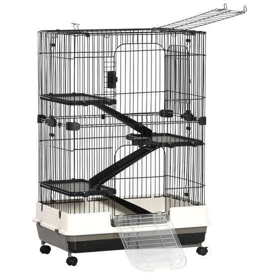 Grande cage en métal pour furets et chinchillas sur roulettes 81x52x114cm noir - ComfortXL Outdoor Living - Image 2