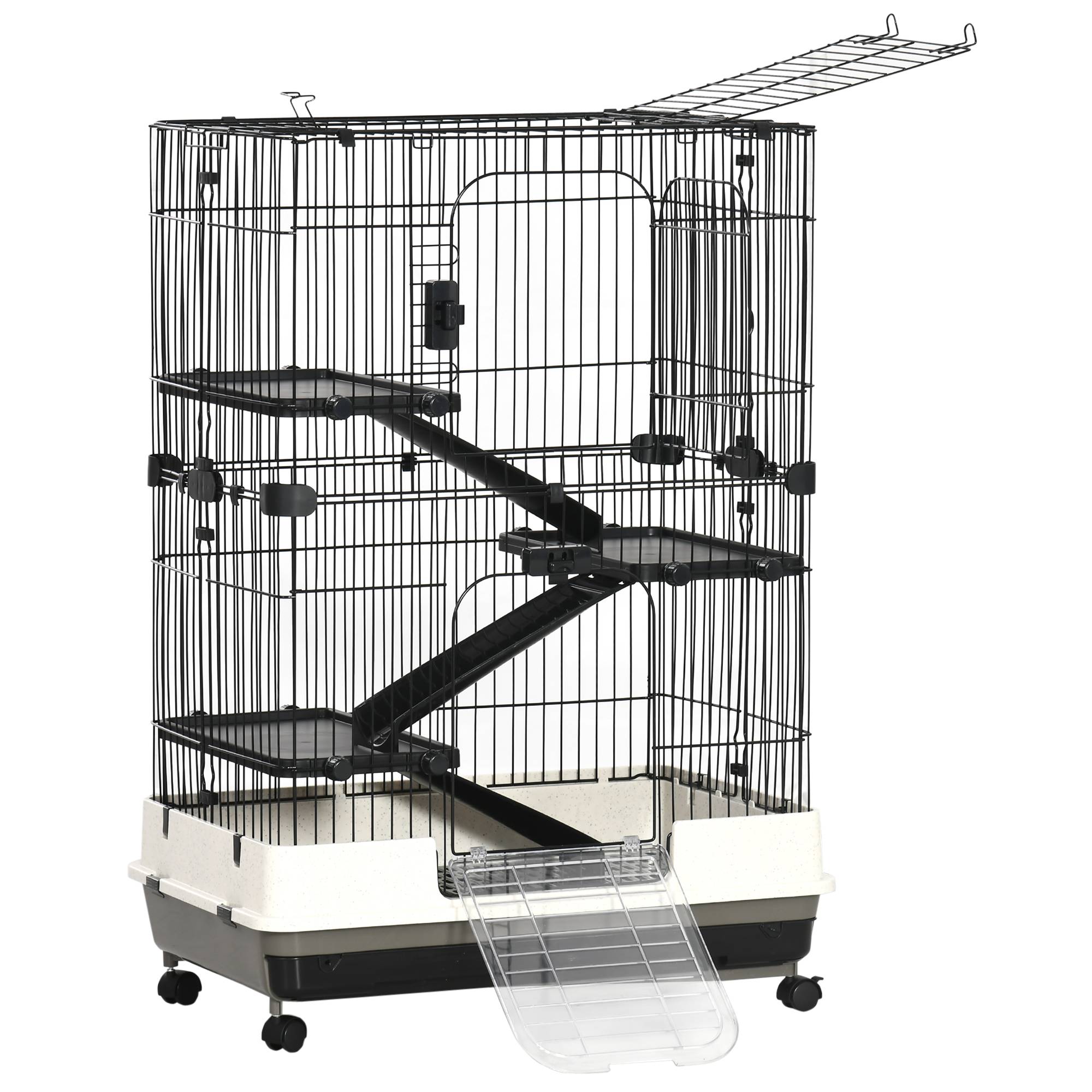 Grande cage en métal pour furets et chinchillas sur roulettes 81x52x114cm noir - ComfortXL Outdoor Living - Image 2