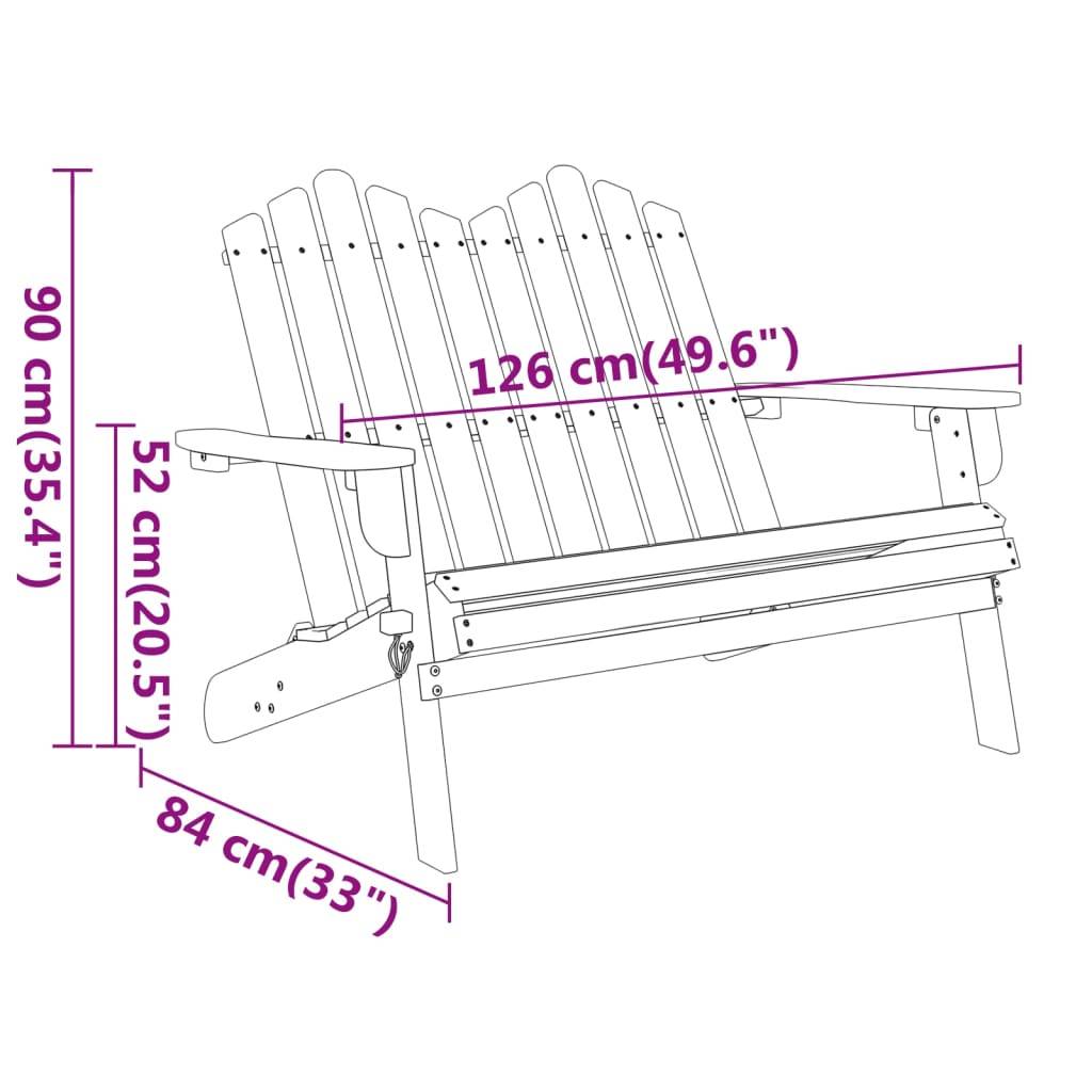 Helloshop26 - Banc de jardin meuble de patio d'extérieur terrasse adirondack 126 x 84 x 90 cm bois massif d'acacia - Imagen 6