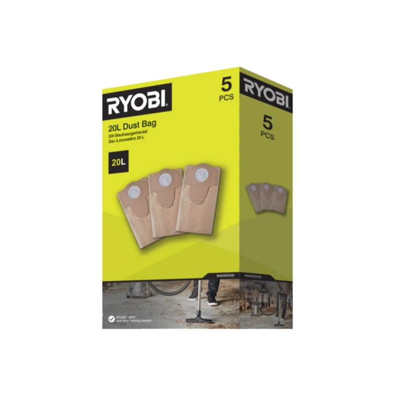 Ryobi - Pack RYOBI - Aspirateur eau et poussière R18WDV-0 - 18V One Plus - sans batterie ni chargeur - Lot de 5 sacs poussière RAKWDV05 - 20L - Image 5