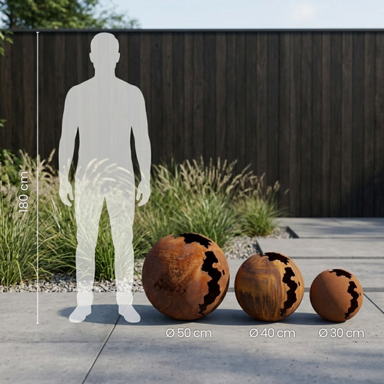 Jardinex - Boule déco jardin métal craquelée - Rouille 30 cm - Jardinex - Imagen 3