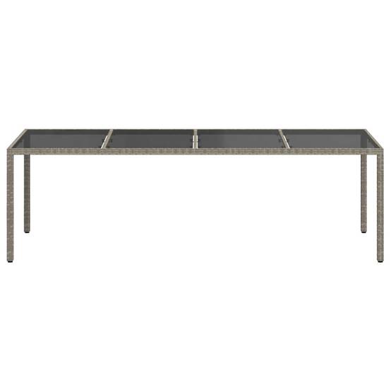 Très Grande Table de Jardin Grise 250x100cm en Poly Rotin, Plateau en Verre Trempé, pour 10 Personnes – ComfortXL Outdoor Living - Image 3